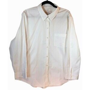 Chicos Blouse Shirt Button-Up 3 (XL) White 100%‎ Cotton Collared No-Iron Career